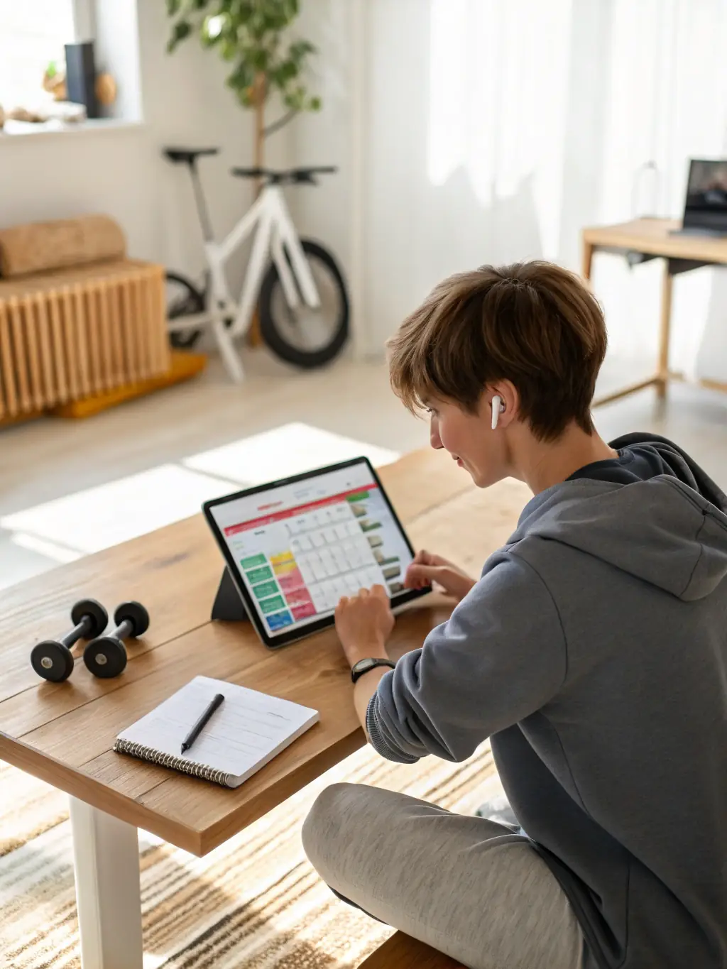 A person reviewing their wake-up call history and adjusting settings within the WakeMeUpAI app, demonstrating continuous improvement.