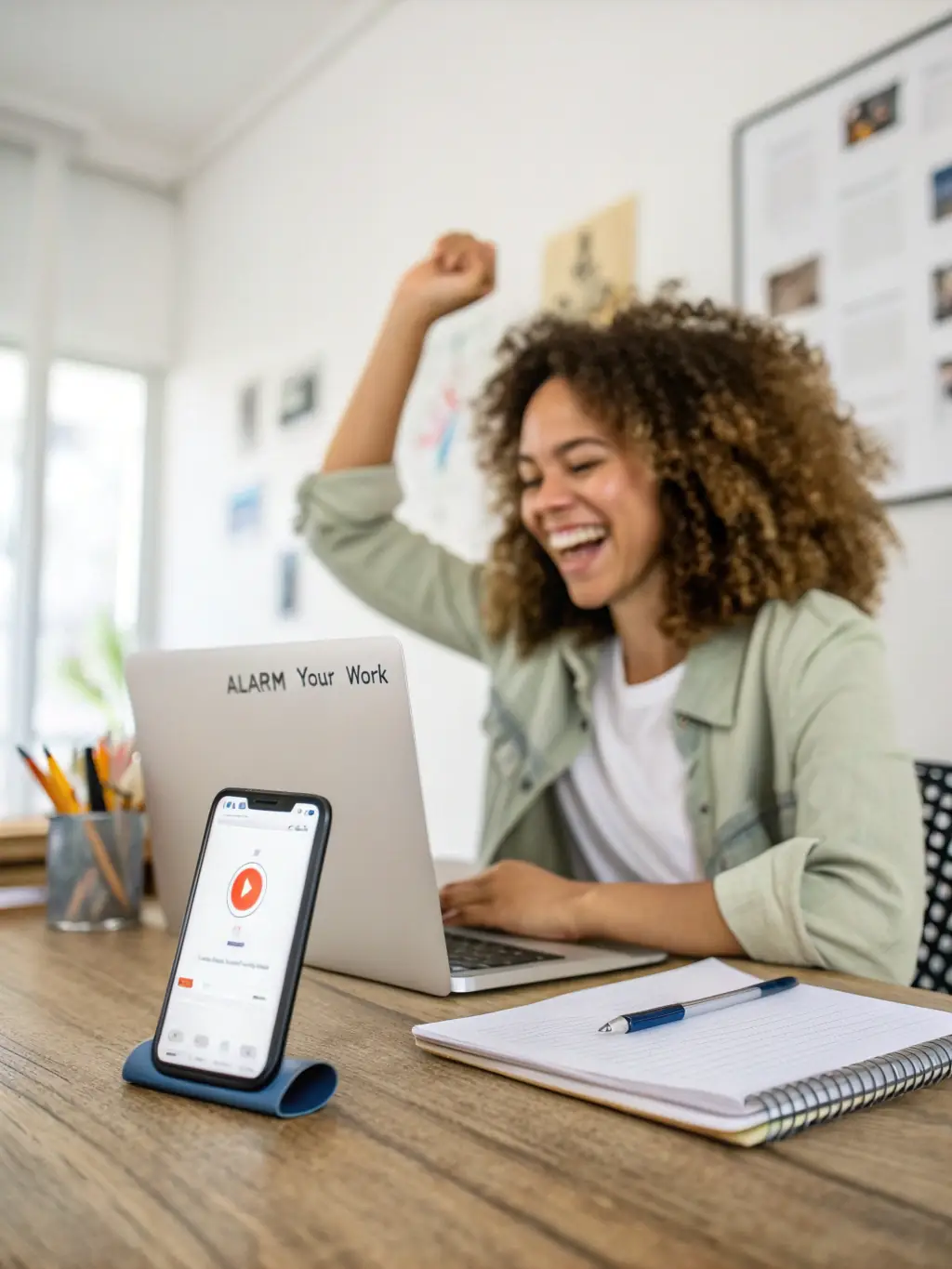 A user customizing their motivational messages within the WakeMeUpAI app, selecting categories like 'productivity' or 'positivity'.