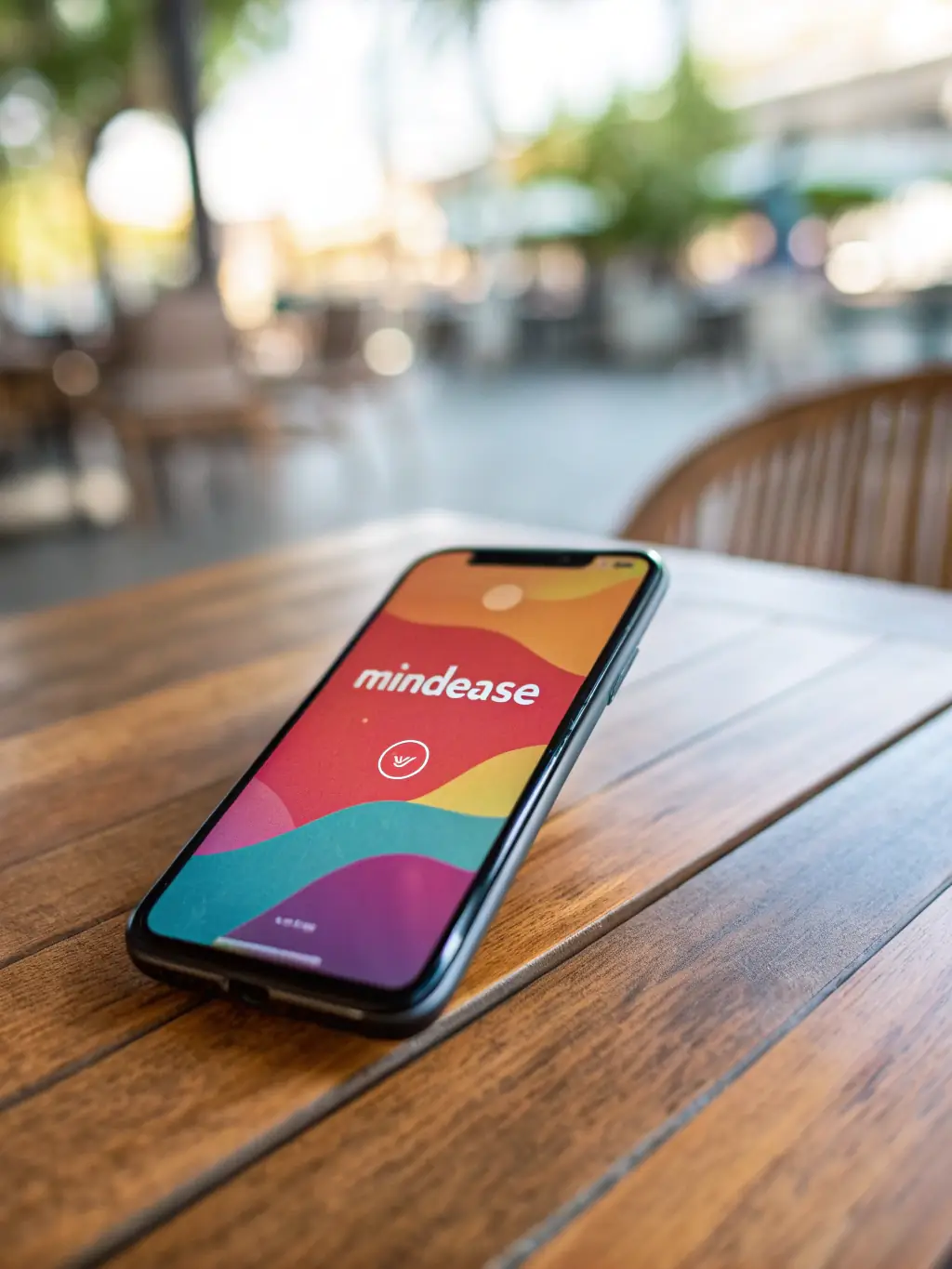 An illustration of a smartphone displaying a WakeMeUpAI wake-up call screen, showing a motivational quote and options to snooze or start the day.